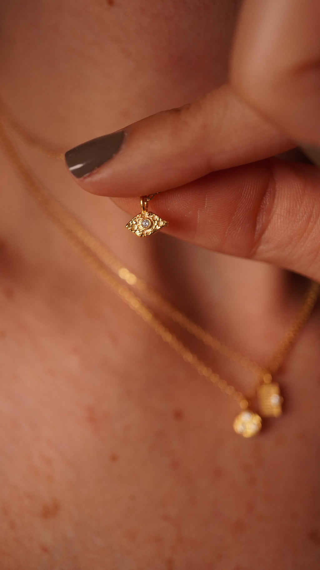 Necklet Göz Tek Taşlı Kolye