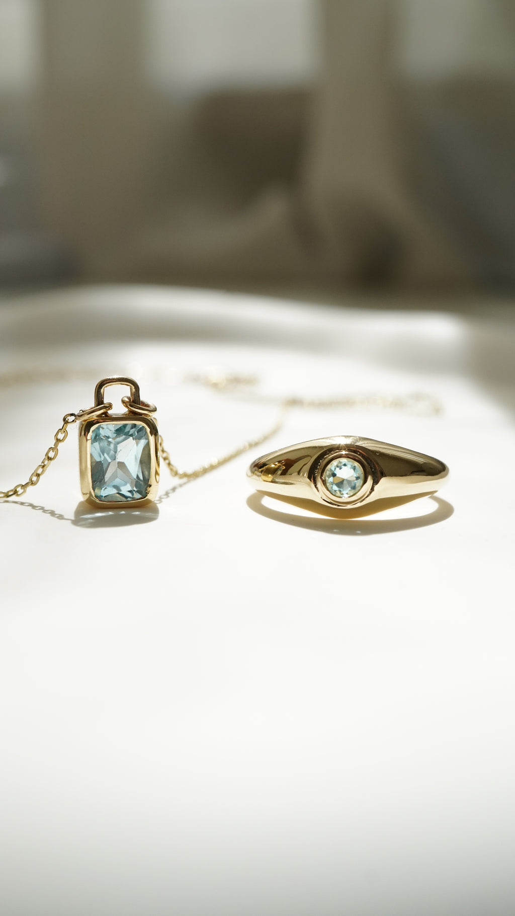 Aqua Yüzük - 14k Gold