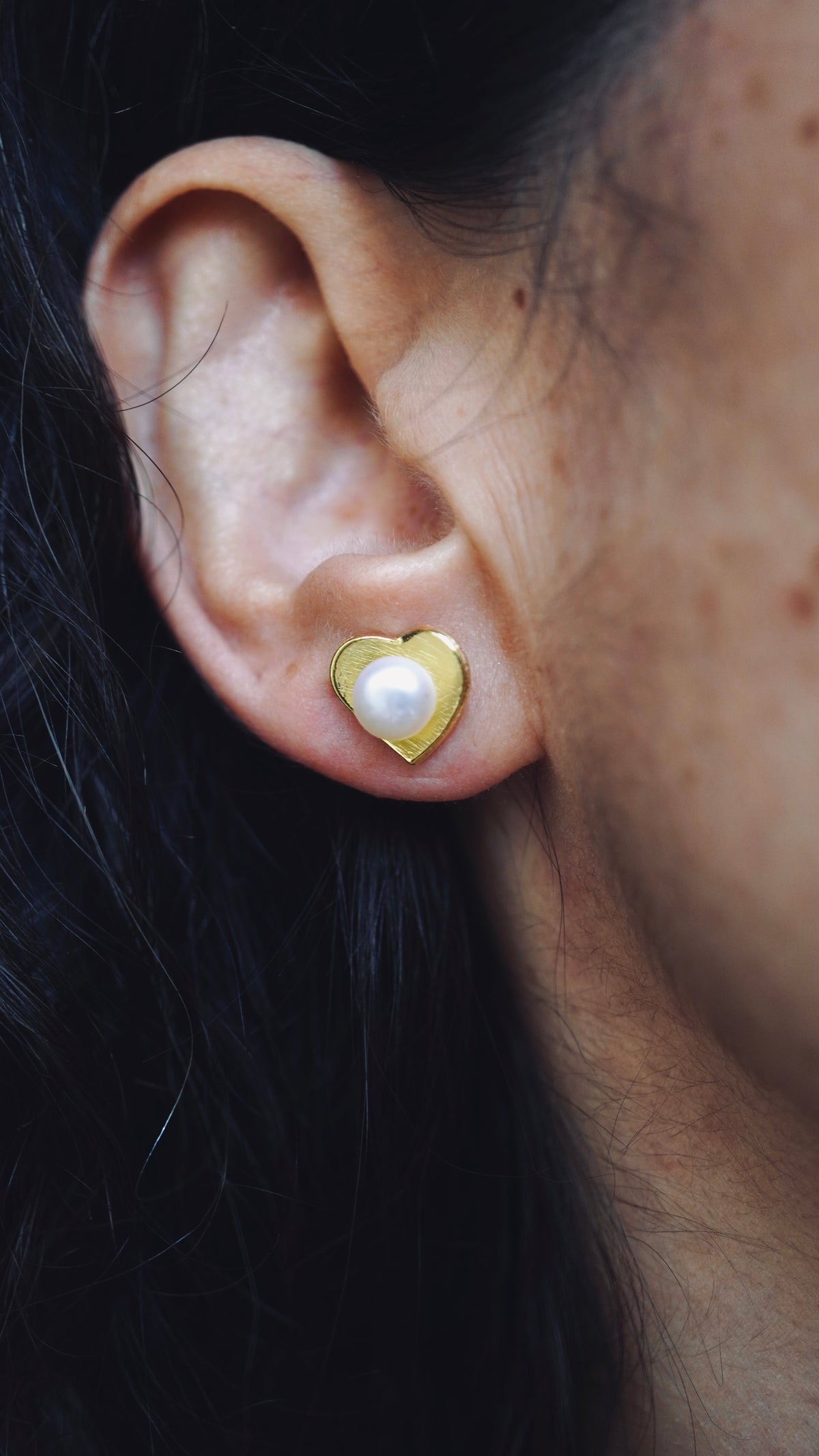 Pearl on Heart Küpe
