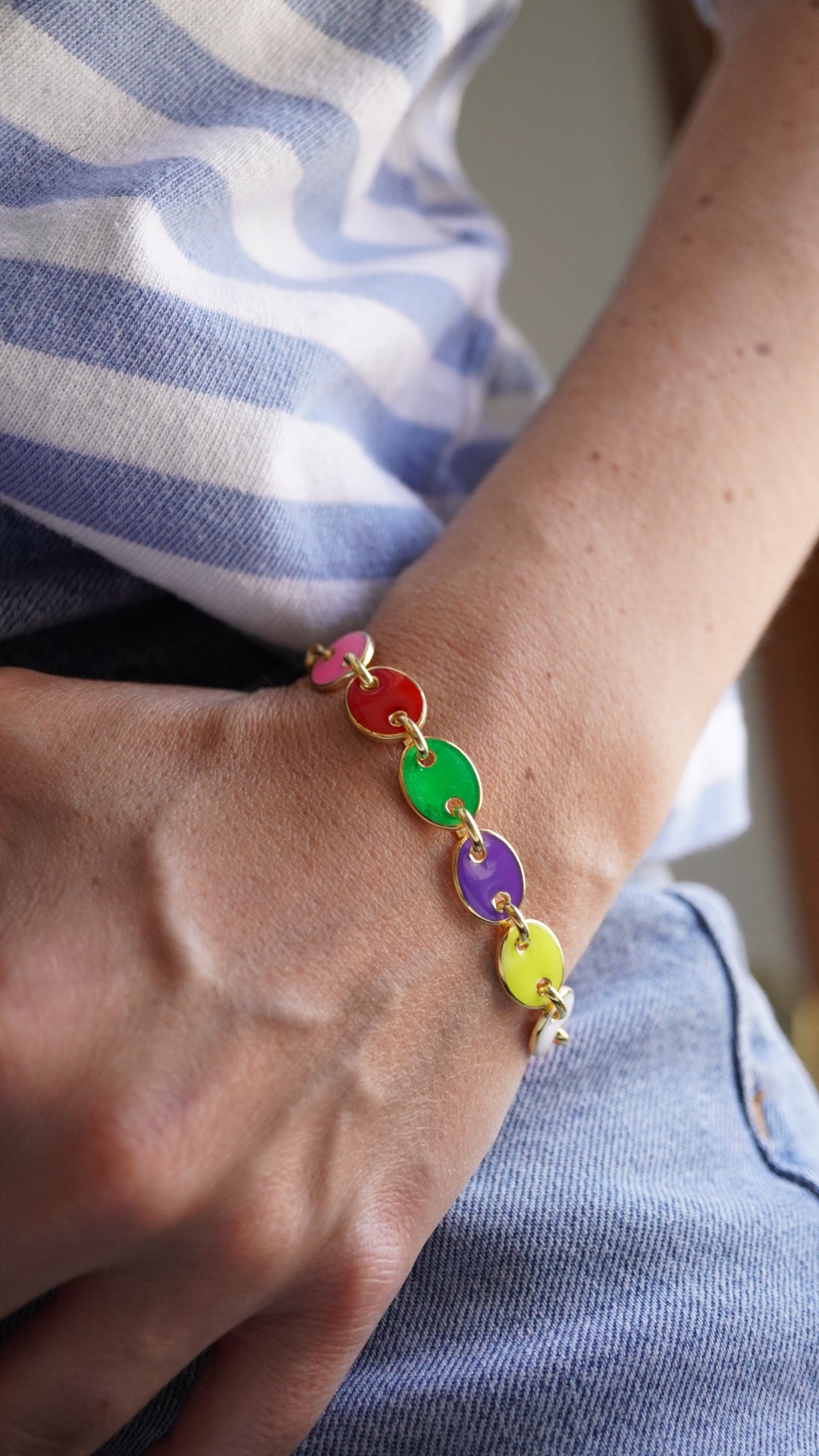 Renkli Mineli Pullu Bileklik