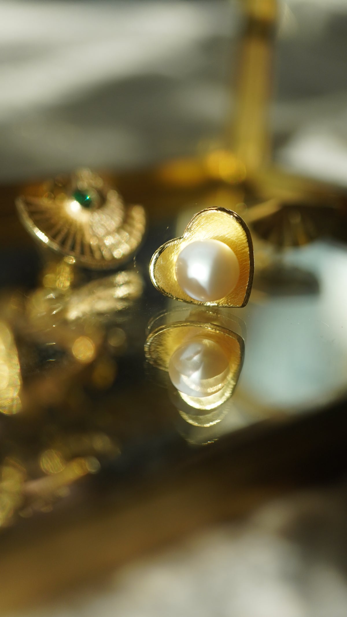 Pearl on Heart Küpe