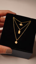 Necklet Yuvarlak Üç Taşlı Kolye