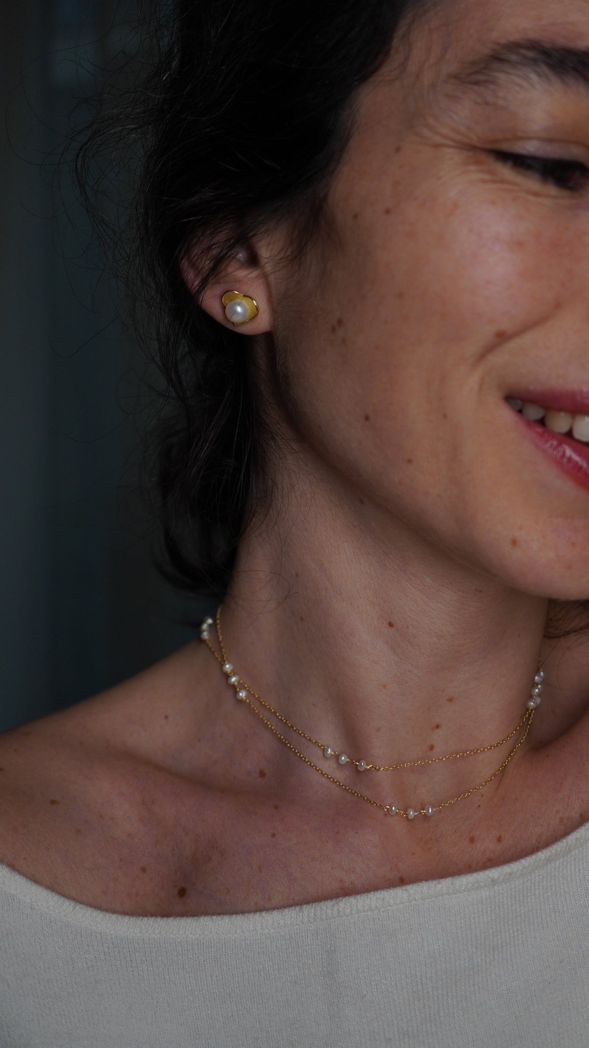 Pearl on Heart Küpe
